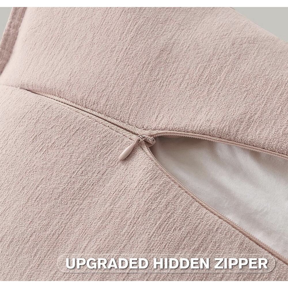 FUTEI Pink Chenille Throw Pillow Covers 22x22 Inch Set of 2 Bound Edge - Picture 5 of 6